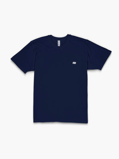 Strike Movement Timeless Vented Tee with Pattern print in Navy Blue and Classic White front view