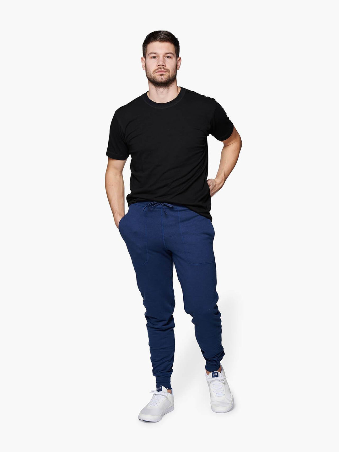NAVY BLUE MOBIL SWEATPANTS | Unisex Tapered Jogger Cut
